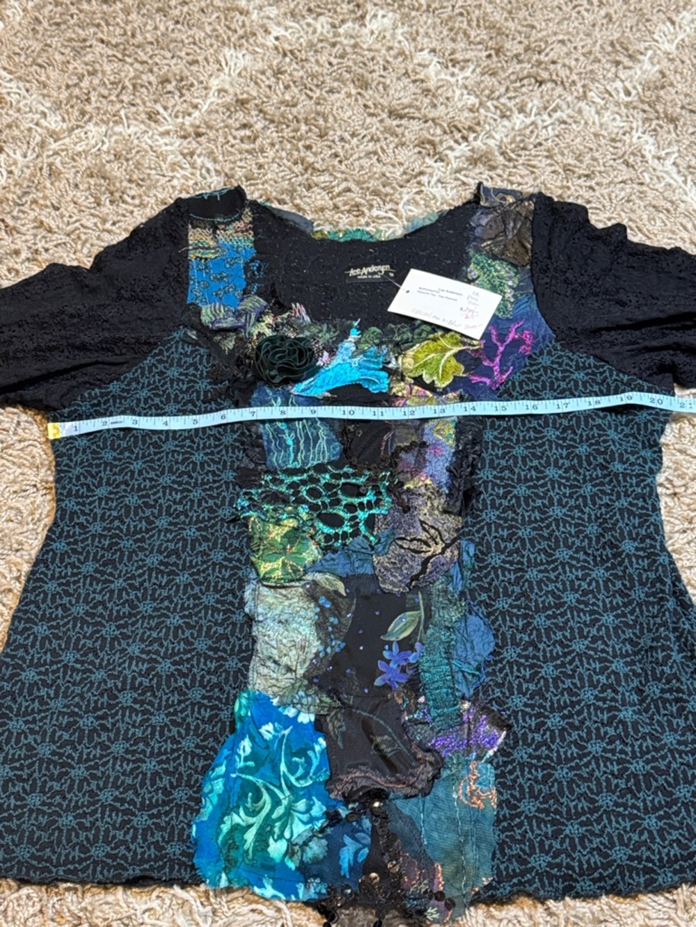 NWT Lee Andersen “Pastiche” Lace Sleeve Embellished Pullover size 1X - Picture 13 of 16